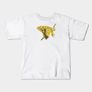 Old World Swallowtail Butterfly (Papilio machaon) Nectaring Illustration Kids T-Shirt